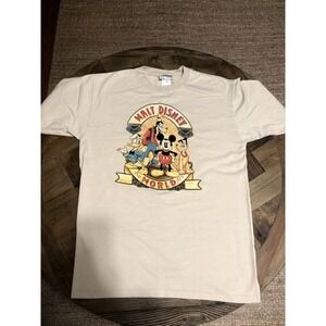 WALT DISNEY WORLD Mickey and Friends Disney Fans Beige Tee Shirt Size Large